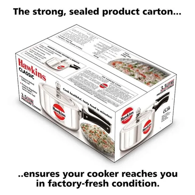 Hawkins Classic Aluminium Inner Lid Pressure Cooker - With Handle, Silver, CL35, 3.5 l-5.webp